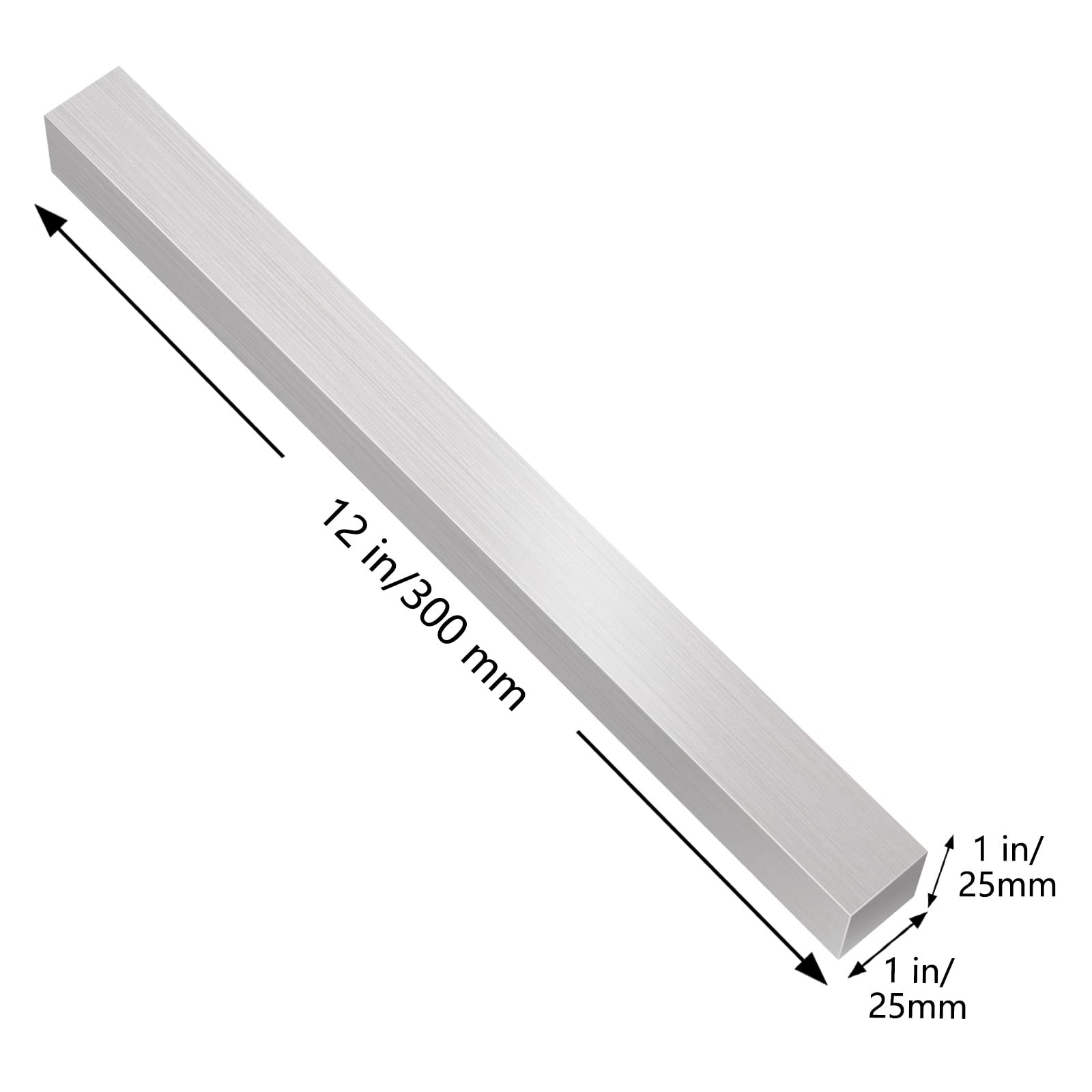 Aluminum Flat Bar Stock 1x1x12 Inch 25x25x300mm 6061 Solid CNC Precision