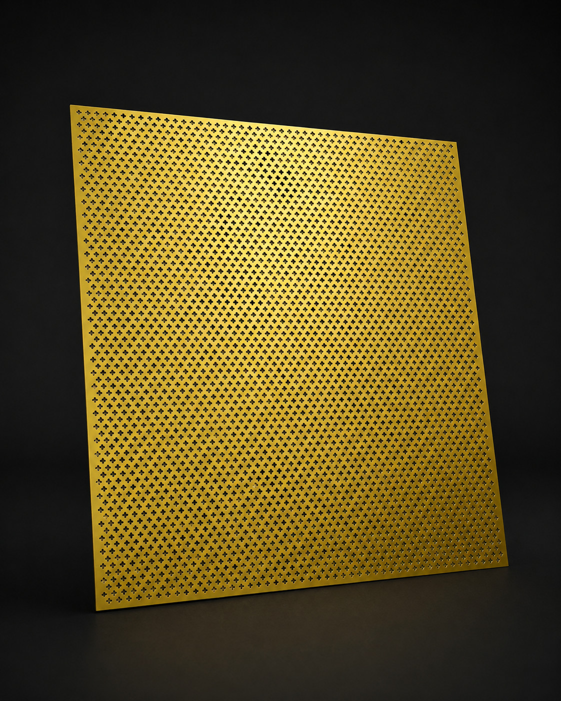 Cloverleaf Perforated Aluminum Sheet Metal 36×48″ Decorative Panel Brass Color