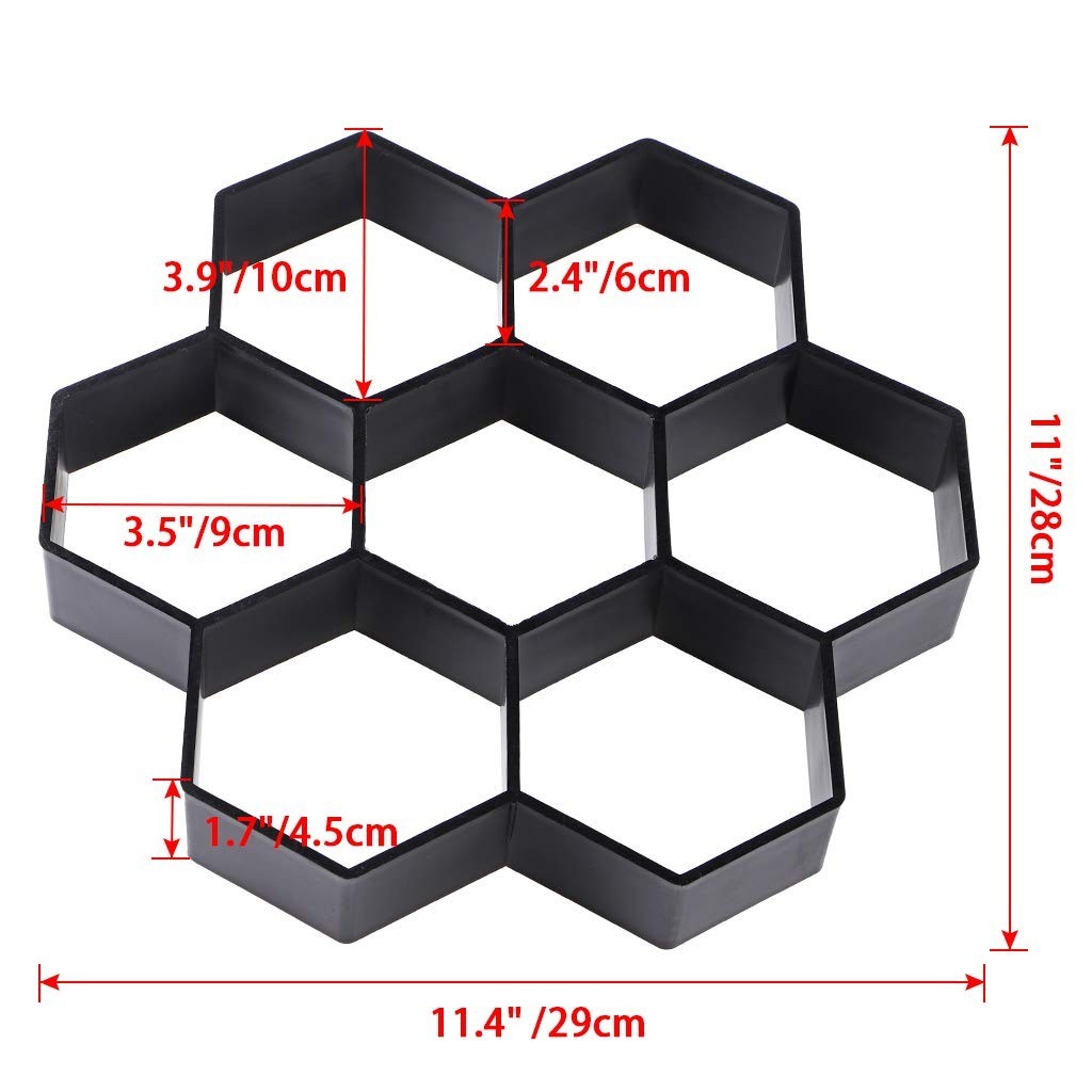 Molde hexagonal para pavimento 29,5 x 28 x4,3 cm reutilizable caminos peatonales