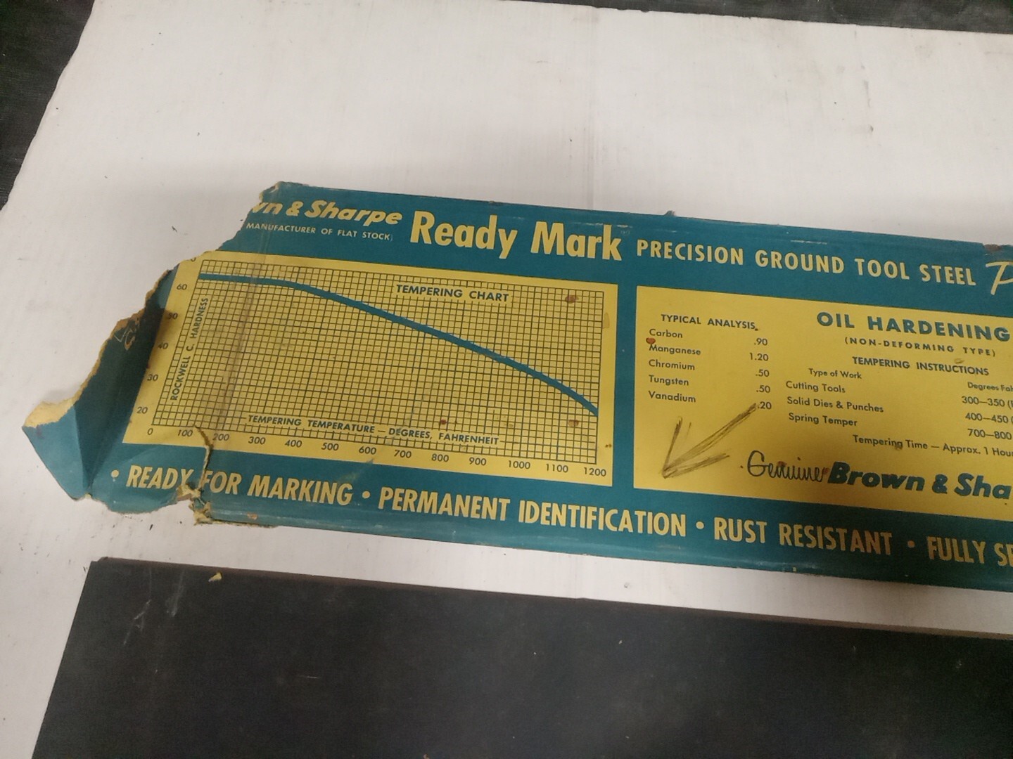 Vtg TOOL Brown & Sharpe 1/8″ x 5″ X 18″ FLAT GROUND STEEL OIL HARDENING Sheet