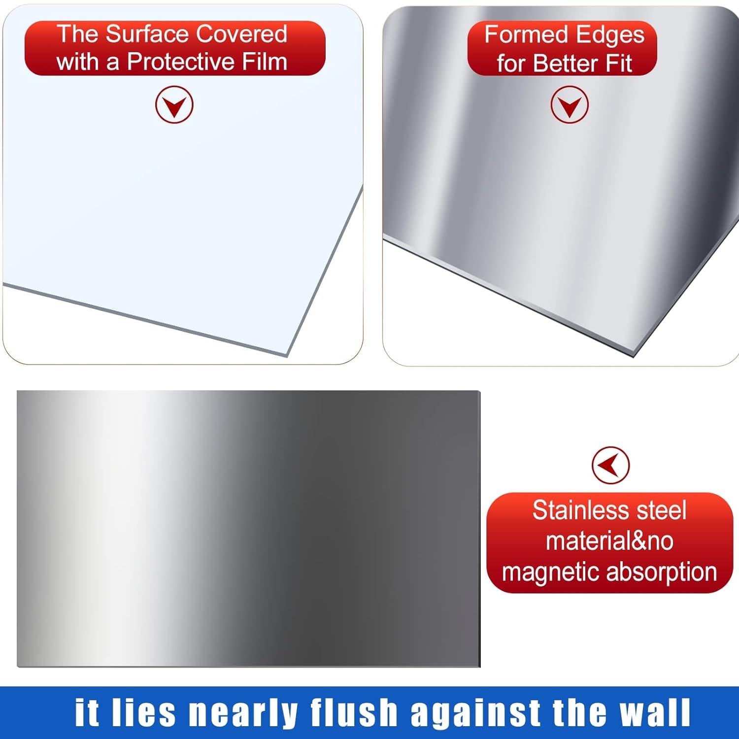Versatile 304 Stainless Steel Craft Sheets – 4 Pcs Non-Magnetic Metal 12×6 Inch
