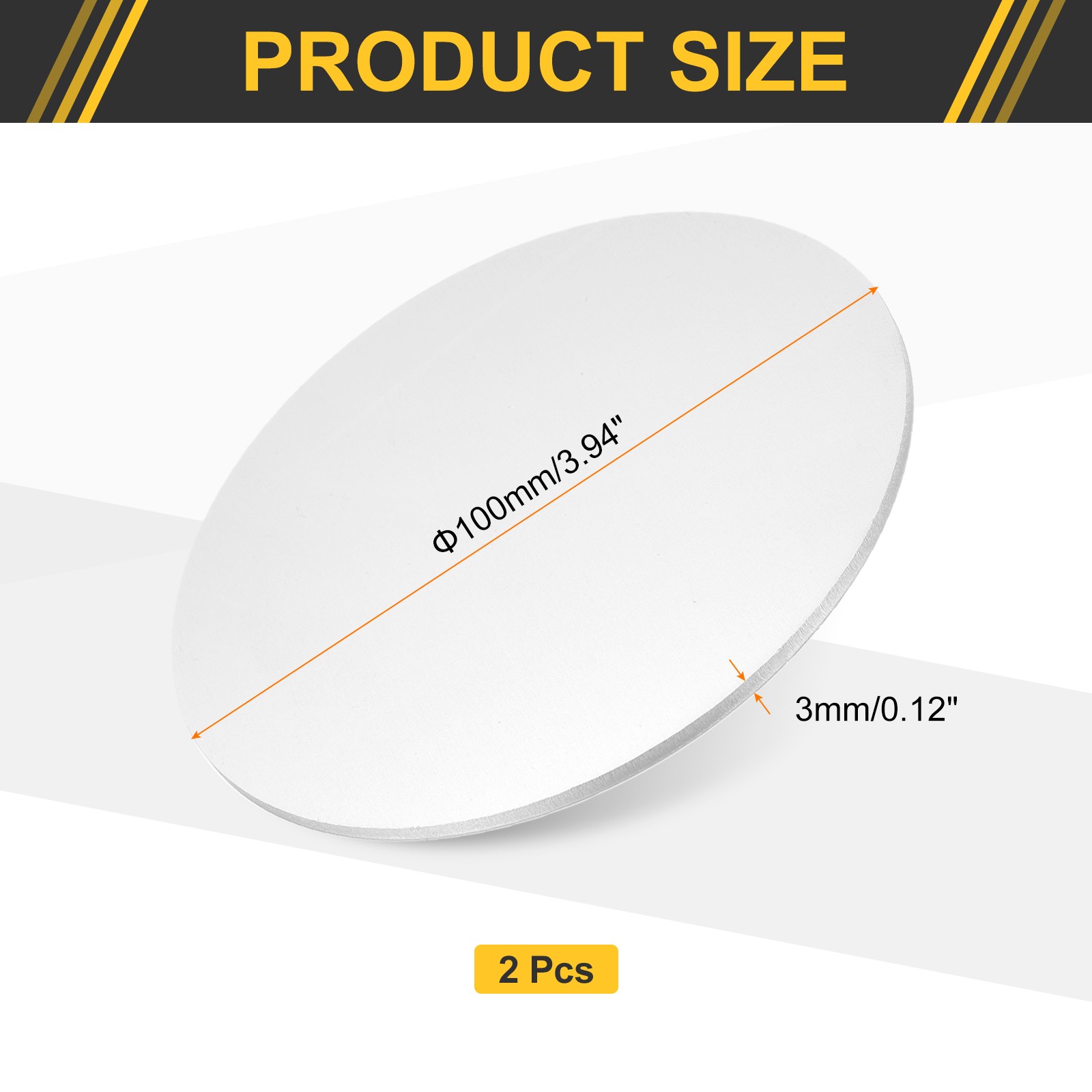 2Pcs Aluminum Disc 4″(100mm) Dia 0.12″(3mm) Thick Round 5052 Aluminum Sheets