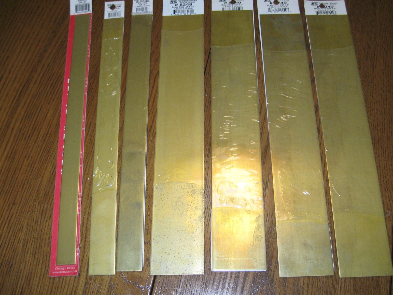 K&S .064″ Brass Strips 3/4″, 1″, 2″ wide x 12″ long – Mixed Lot of 7 pcs