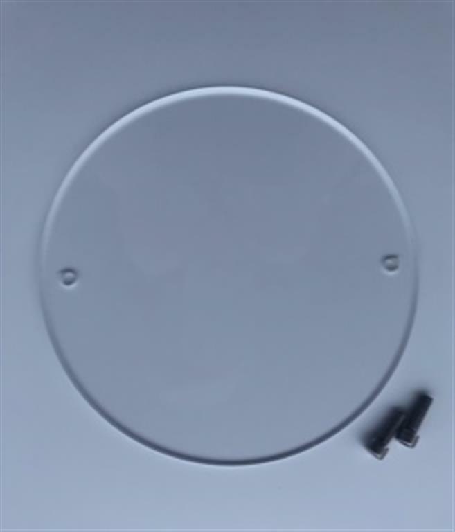 Toilet flange cover, clear acrylic, 2 fasteners.