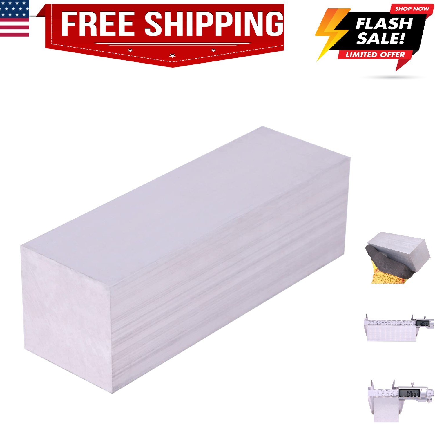 2″ 50mm X 2″50mm Square Aluminum Flat BAR 6″ Long 2″ 6061 General Purpose Pla…