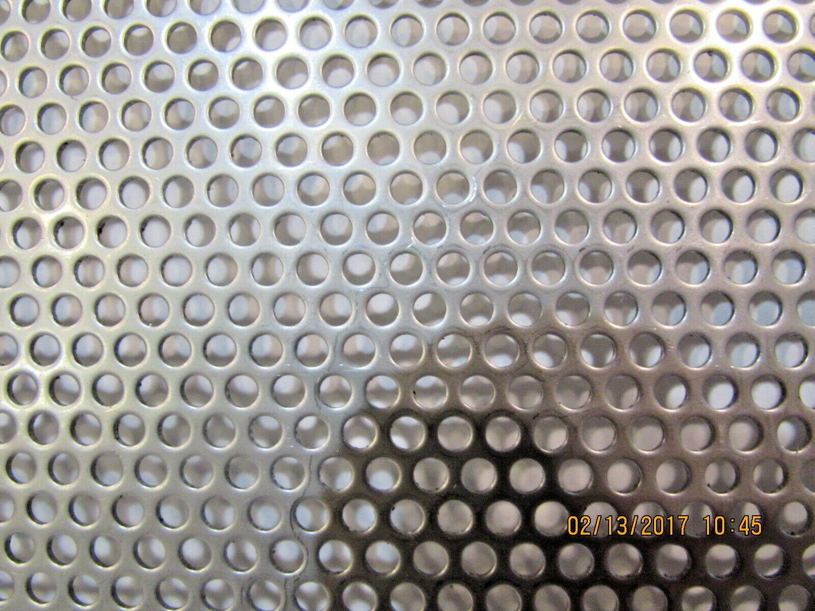 =1/8″ HOLES–16 GA. (1/16″ ) 304 STAINLESS PERFORATED SHEET –6-3/8″ X 11-3/8″=