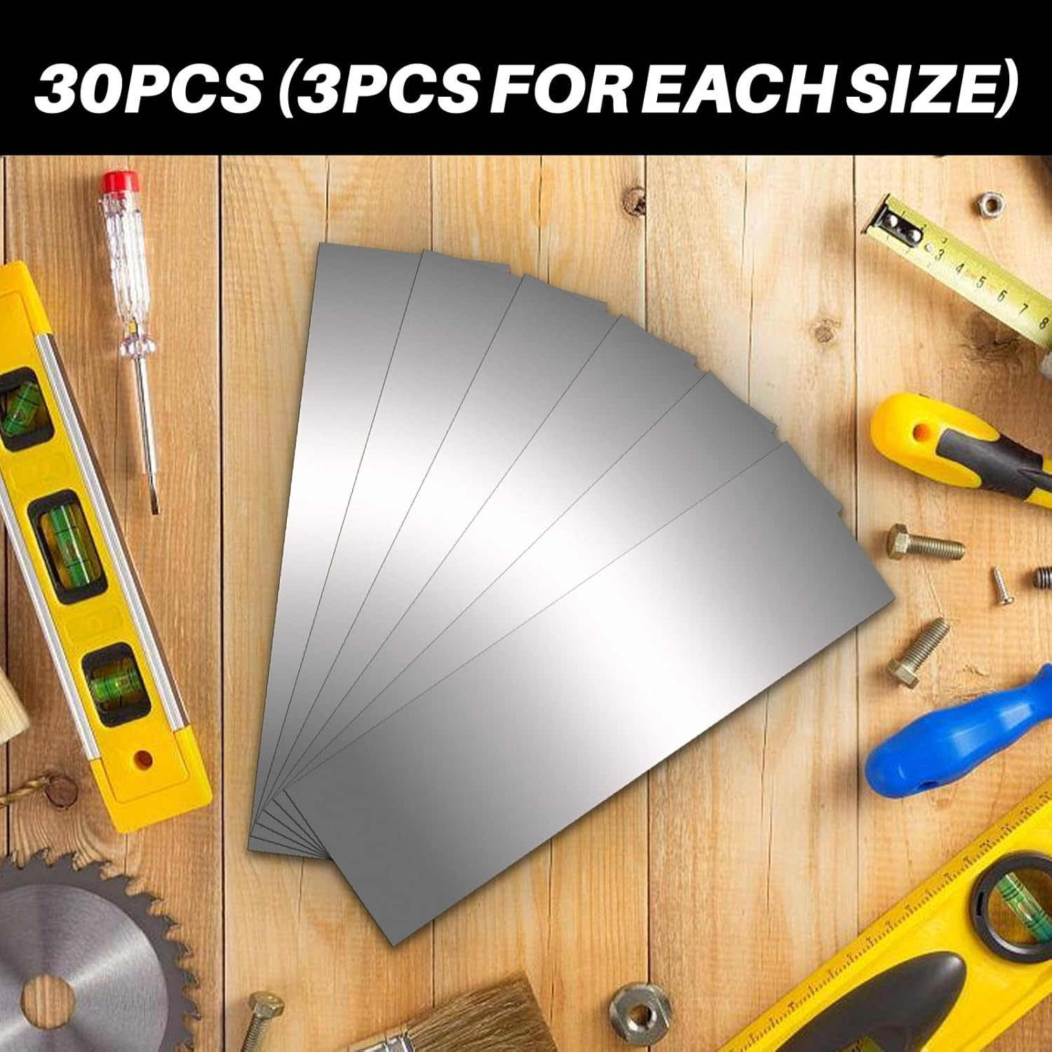 30PC 304 Stainless Steel Shim Stock Assortment 2 x 6″ Metal Strips .001-.010″
