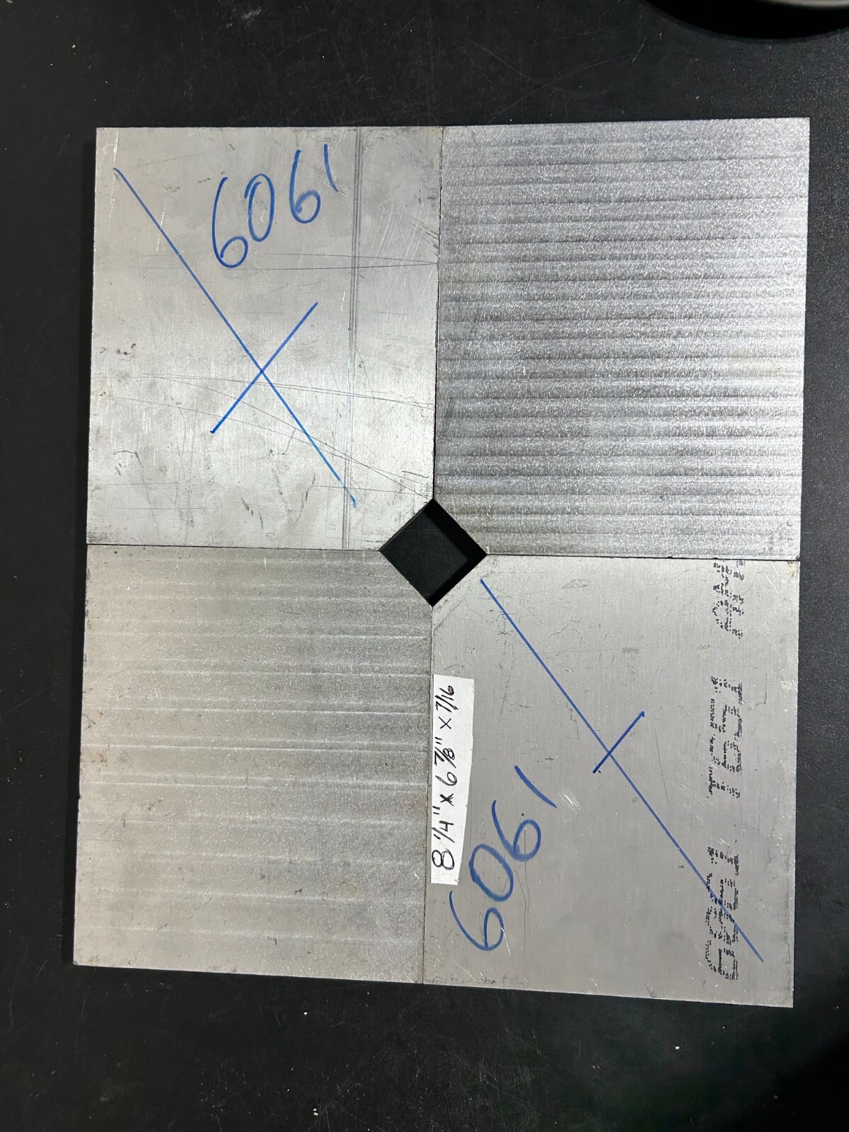 Aluminum flat stock plate8 1/4″x6 7/8″x7/16″ 6061-T651 ams qqa 250 11 QTY (3)