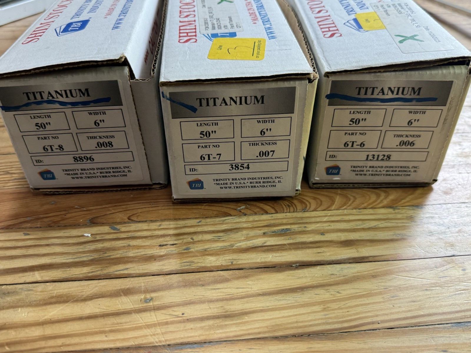 Lot Titanium Grade 2 Shim Stock .006 .007 .008 Trinity Brand ASTM B265 Anneal 6”