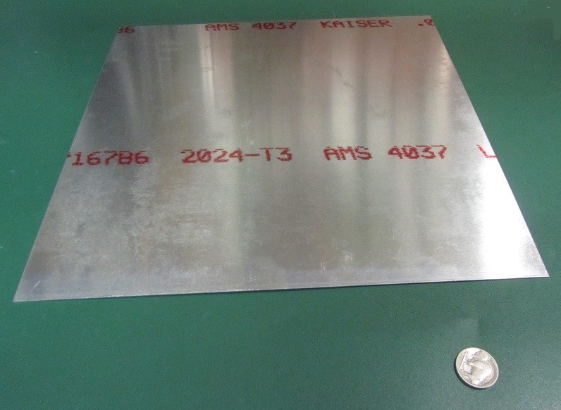 2024 Aluminum Sheet, T3, .032″ (1/32″) Thick x 12.0″ Width x 12.0″ Length