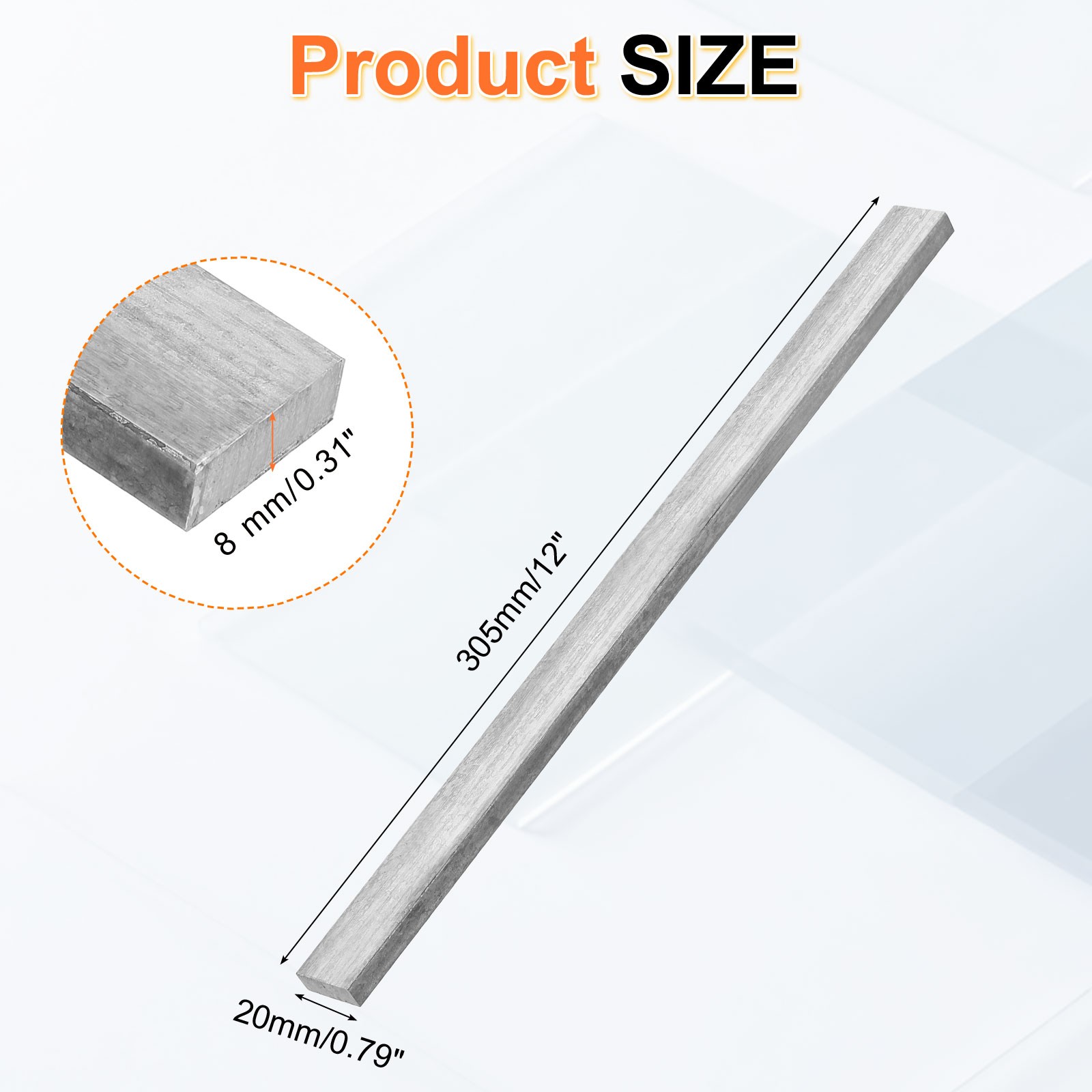 1018 Cold Rolled Carbon Steel Bar, 0.31″x0.79″x12″ Rectangular Flat Bar
