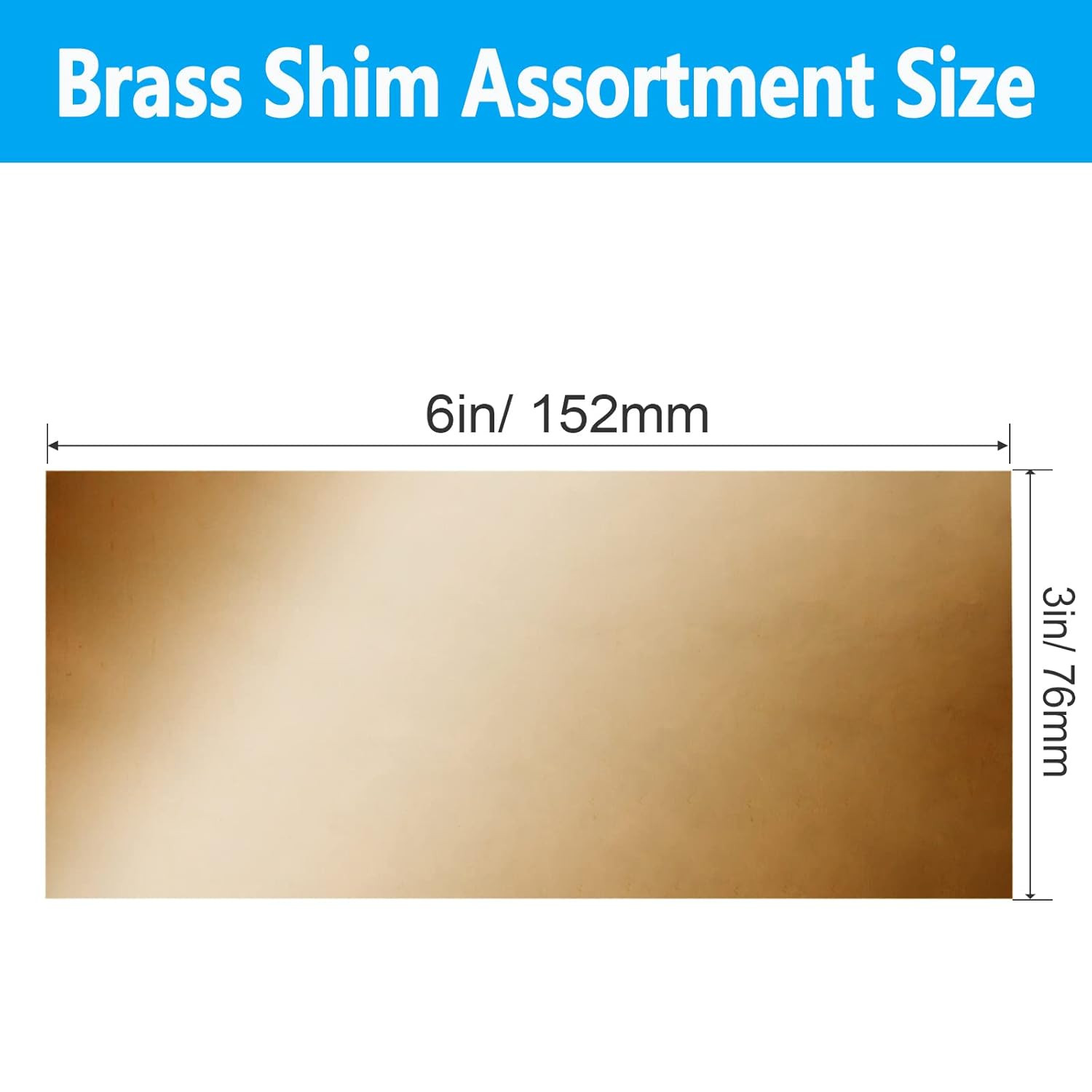 Brass Shim Stock Assortment – 6″ Length X 3″ Width, 0.002″, 0.004″, 0.006″, 0.00