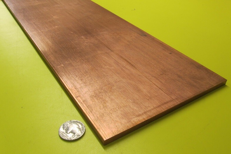 110 Copper Bar 1/8(H00) to 1/4 Hard(H01).250″ Thick x 6.0″ Wide x 24.0″ Length