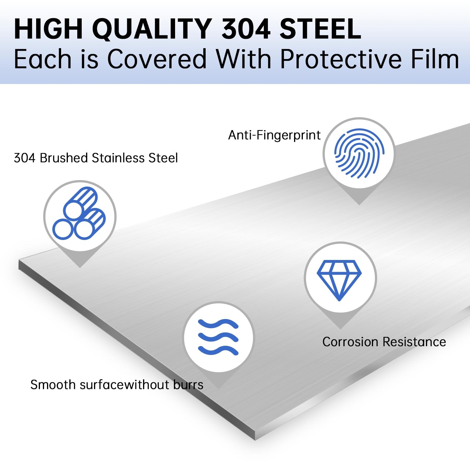 10 Pcs 304 Stainless Steel Strips(17″x 2″x 0.02″ (17″x 2″)*10Pcs, silvery