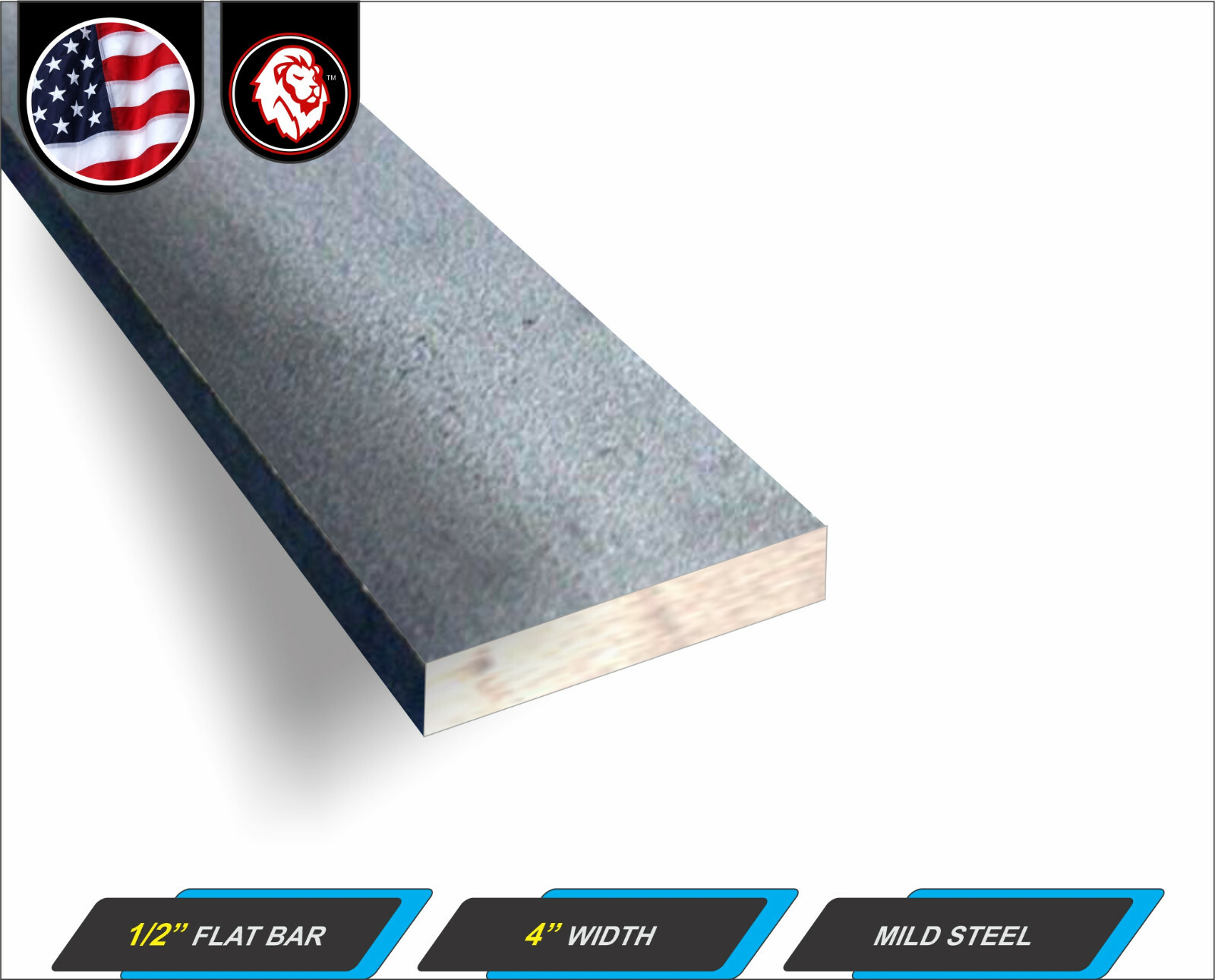 1/2″ x 4″ Steel Flat Bar – Flat Metal Stock – Mild Steel – 72″ Long (6-ft)
