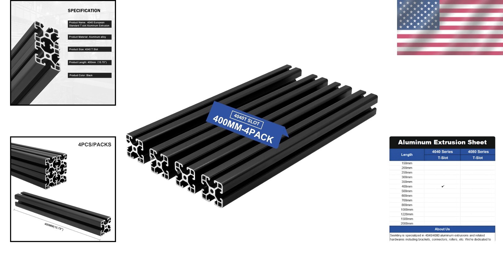 Versatile 4040 T-Slot Aluminum Extrusions 400mm Black – DIY and 3D Printers