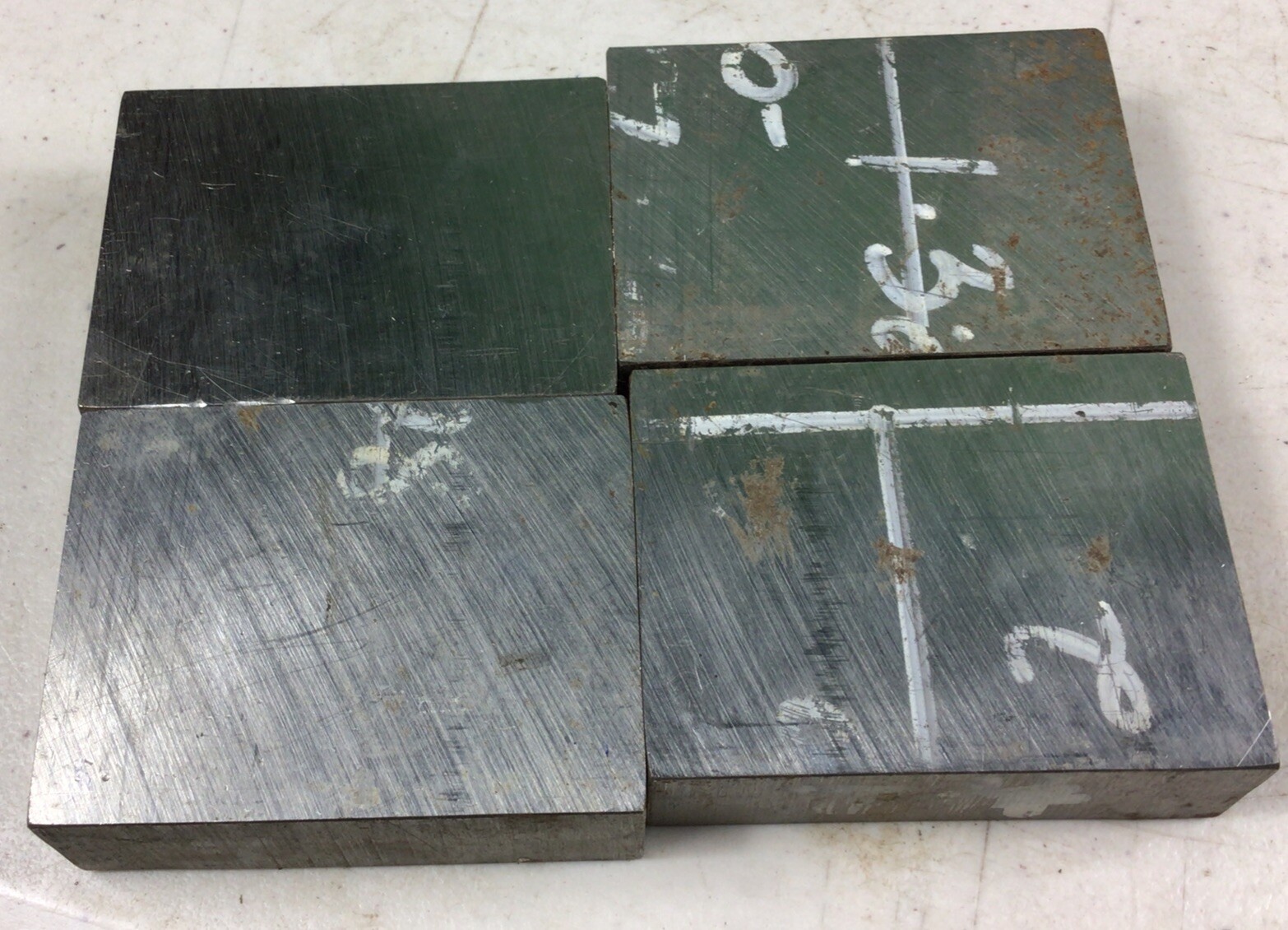 D2 Tool Steel Flat Stock, 1.03” X 2.52” X 3.28”, D2 I Believe, 4 Pieces In Sale