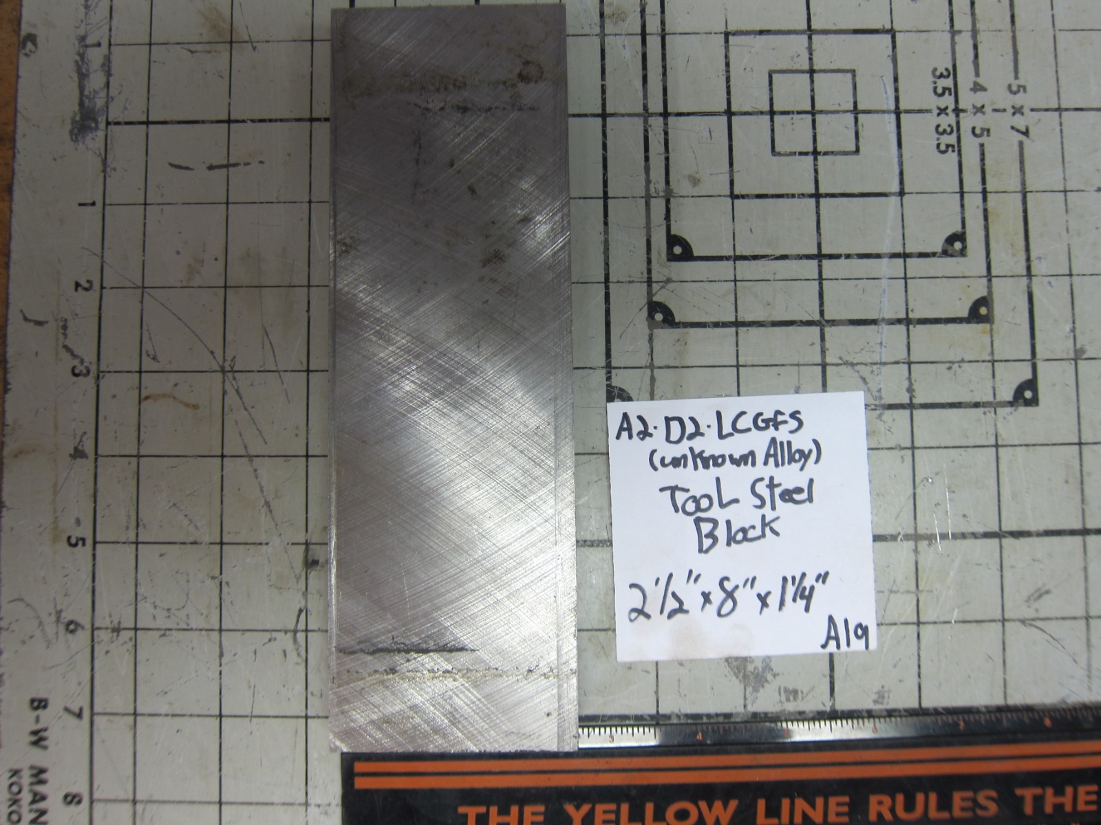 Unknown Alloy Tool Steel Flat Bar/Block – 1.25″ Thick x 2.5″ Wide x 8″+ Length