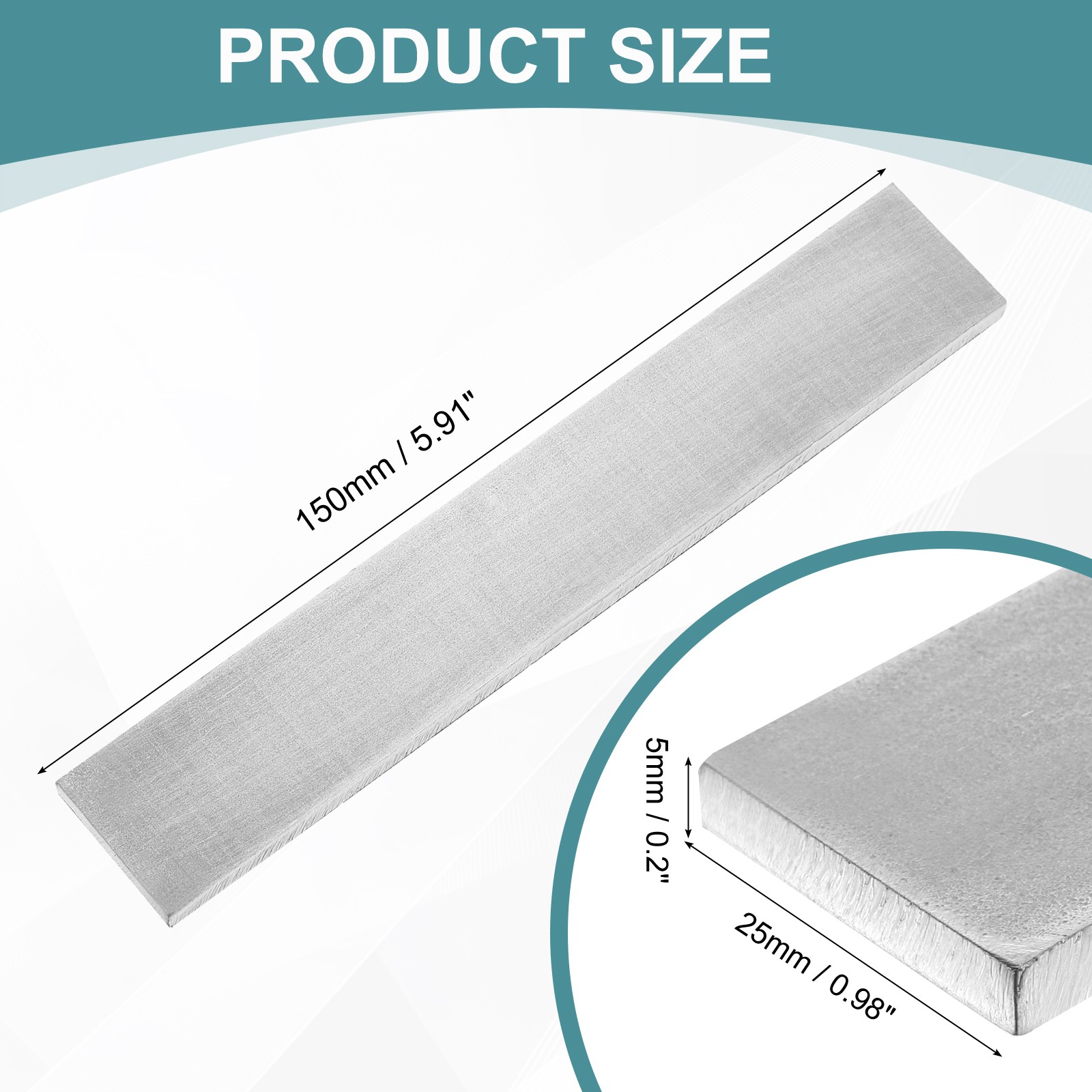 3/16″ Thickness 1″ Width 6″ Length 316 Stainless Steel Flat Bar Metal Bar