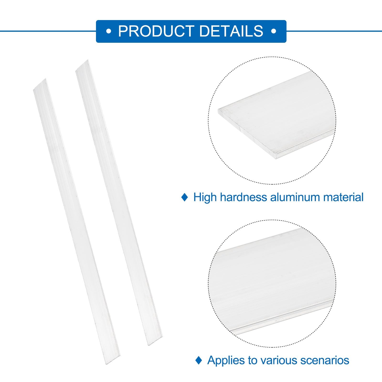 6 Pcs Square Aluminum Flat Bar, 1/16″ (1.5mm) Thick x 51/64″ (20mm) Width x 1…