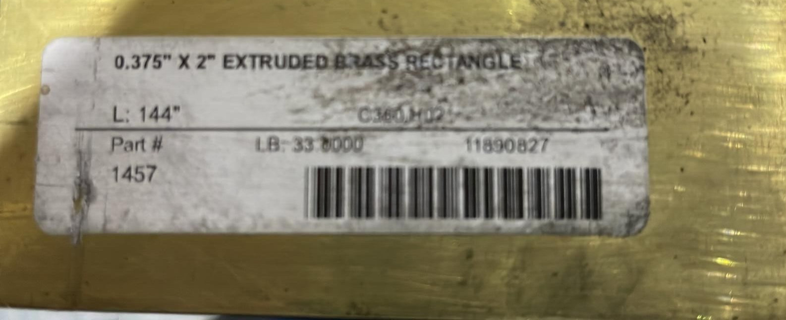 Brass Rectangle Bar 0.375″ x 2″ x 144″ 360-H02 Extruded -Part #: 1457