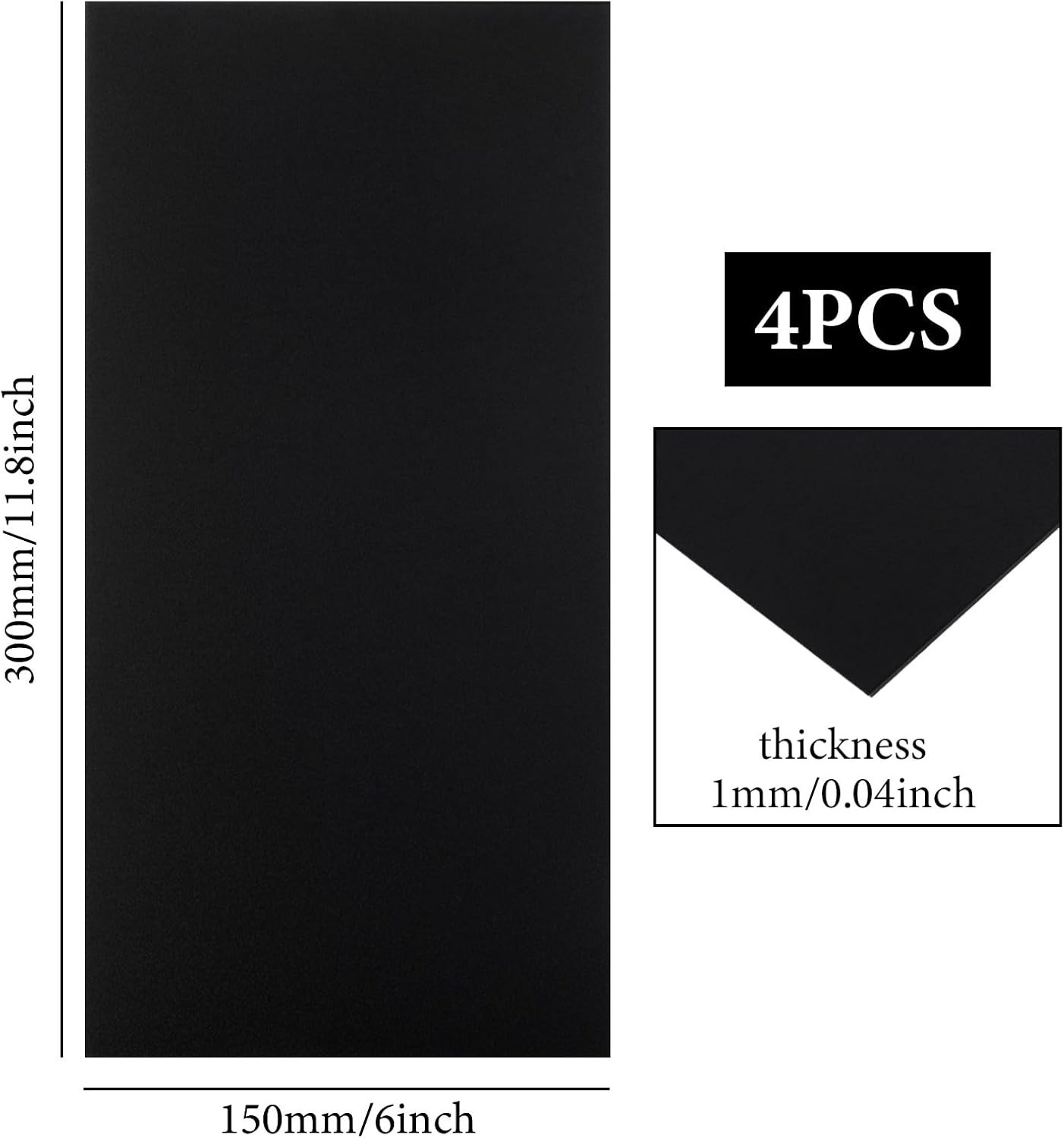 4PCS 12 X 12 X 1/32 (0.04”) Inch Anodized Aluminum Sheet, Black Aluminum Engravi
