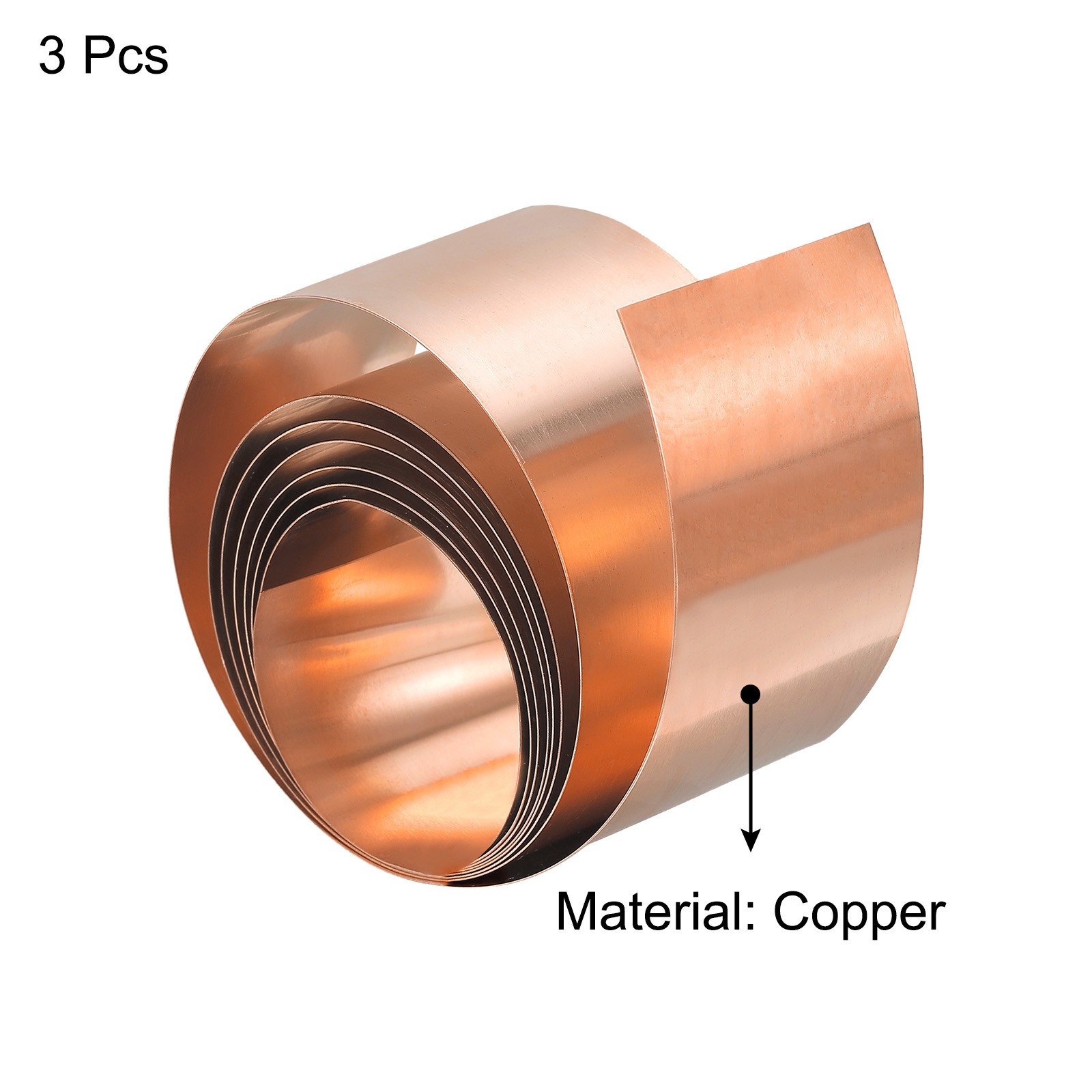 Copper Thin Foil Roll Sheet, 3Pcs 0.15x30x1000mm Pure Copper Foil Sheet Roll