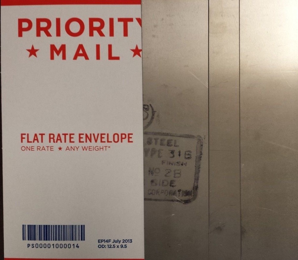 3 pcs. 24ga. 9″ x 10″ Stainless Steel Sheet Metal Type 316
