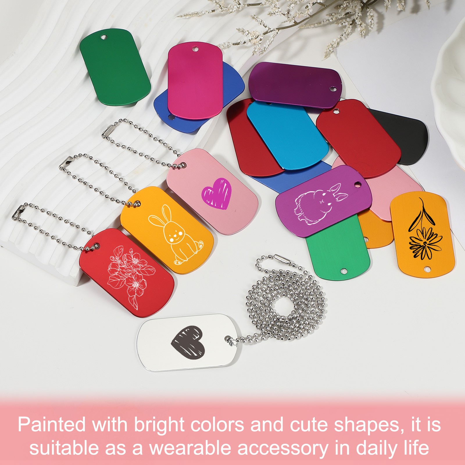 50Pcs Blank Tag Metal Stamping Tags, Rectangle Shape Engraved Tag, Black