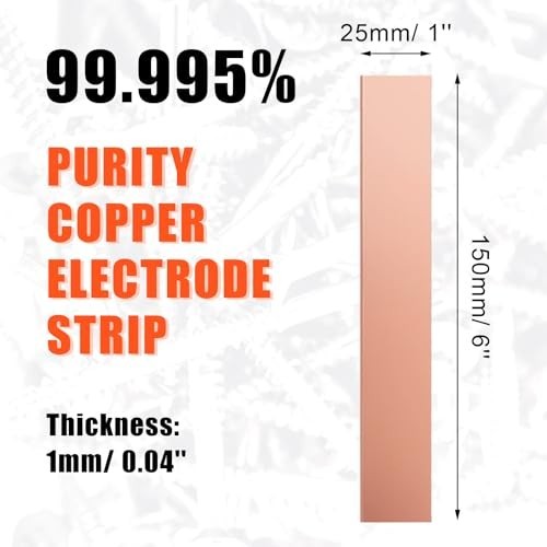 10 Pcs 99.995% Pure Copper Anode Sheets for Electroplating, 0.04″x1″x6″ Strips