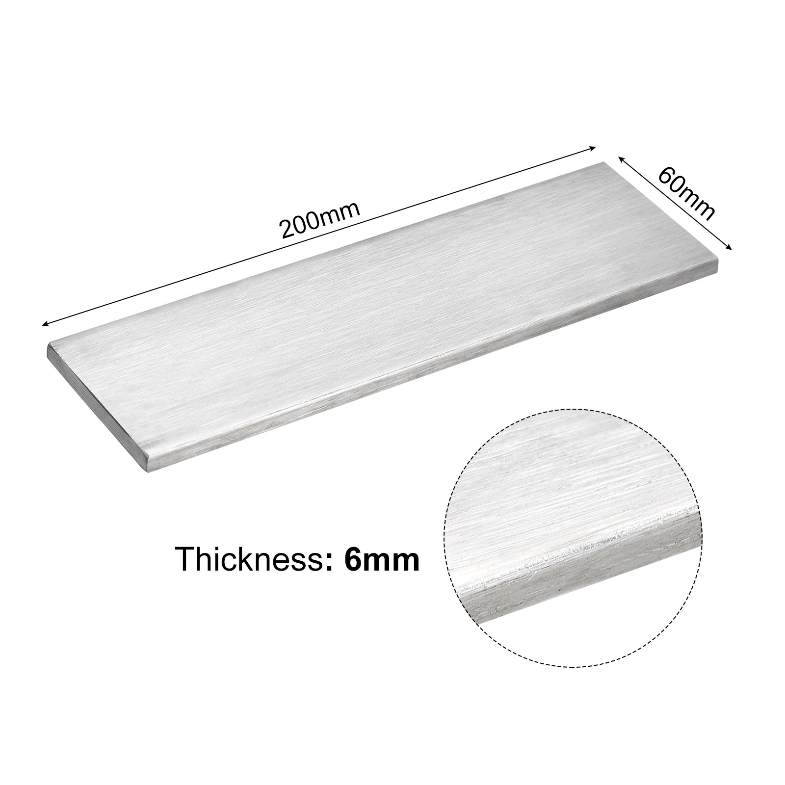 304 Stainless Steel Flat Bar, 1/4″ Thickness 2 3/8″ Width 8″ Length