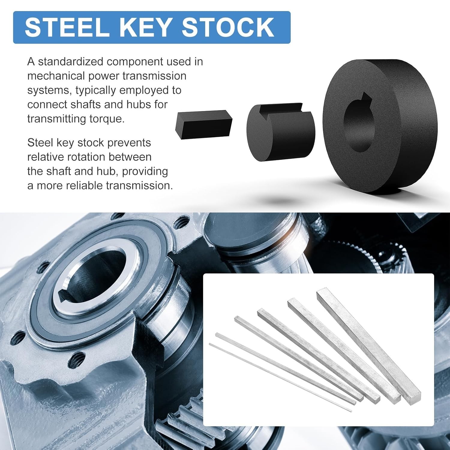 Square Steel Key Stock, 1/4″ x 1/4″ x 12″ Cold-Drawn Steel Bars Precision Key…