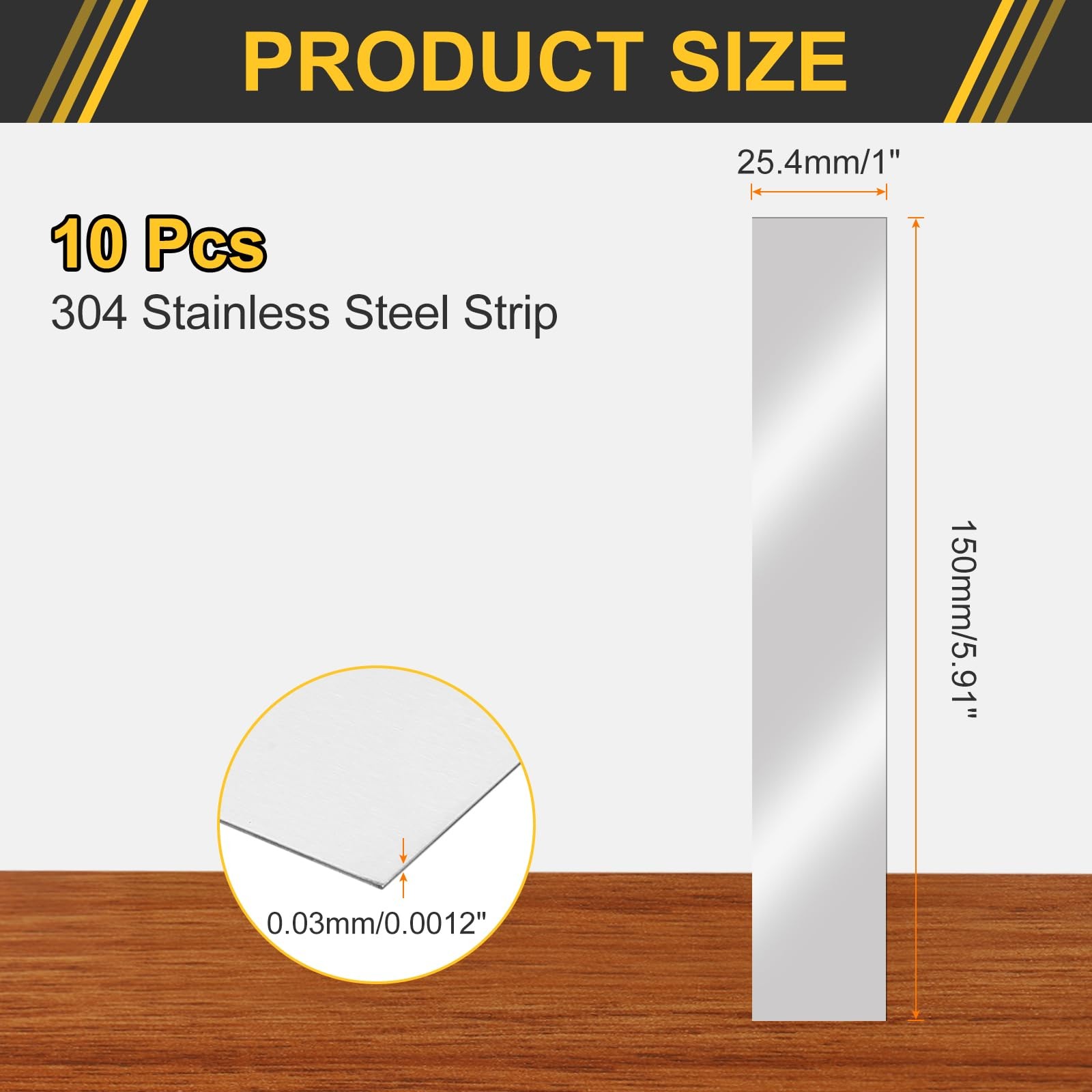 uxcell 10 Pcs Stainless Steel Strips, 0.001″(0.03mm) Thick 304 Stainless Stee…