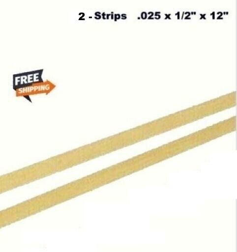 2 PACK Brass Flat Strips .025″ x 1/2″ x 1 Foot Rectangle Solid Stock 12″ Long