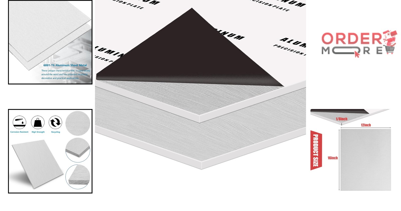 2PCS Aluminum Sheets 12″x16″ 1/8″ Thick Heavy Duty for DIY Projects & Repairs