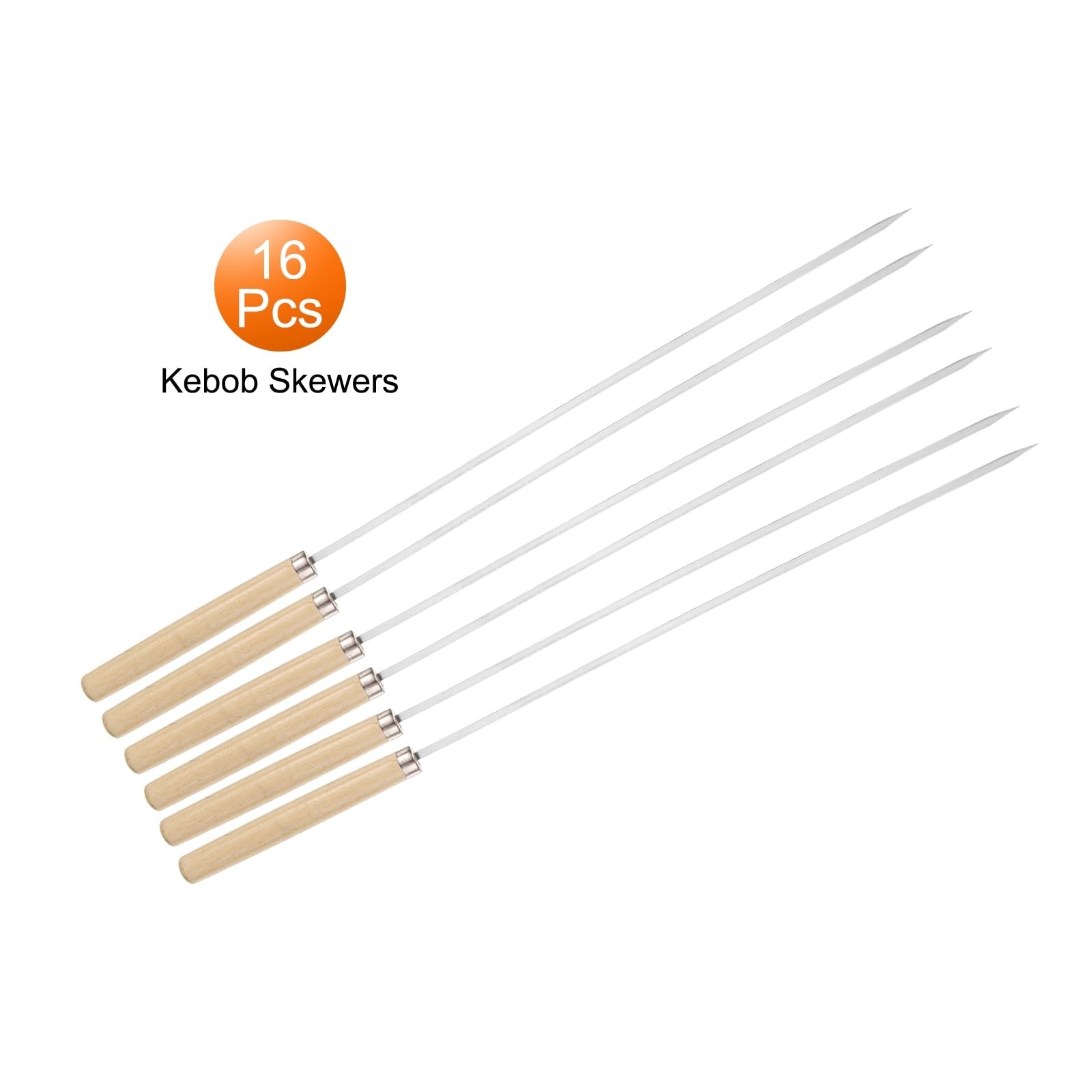 HARFINGTON 16pcs Metal Kebob Skewers 13″ 3.3mmx0.8mm Stainless Steel Flat Sticks