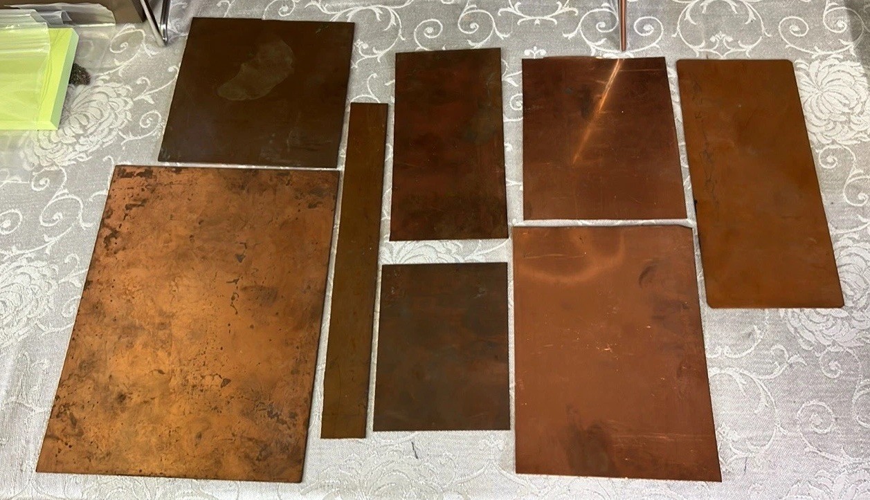 8 Pieces Copper Sheets Plates for Crafts/ Enamel Various SizesNew/old Inventory