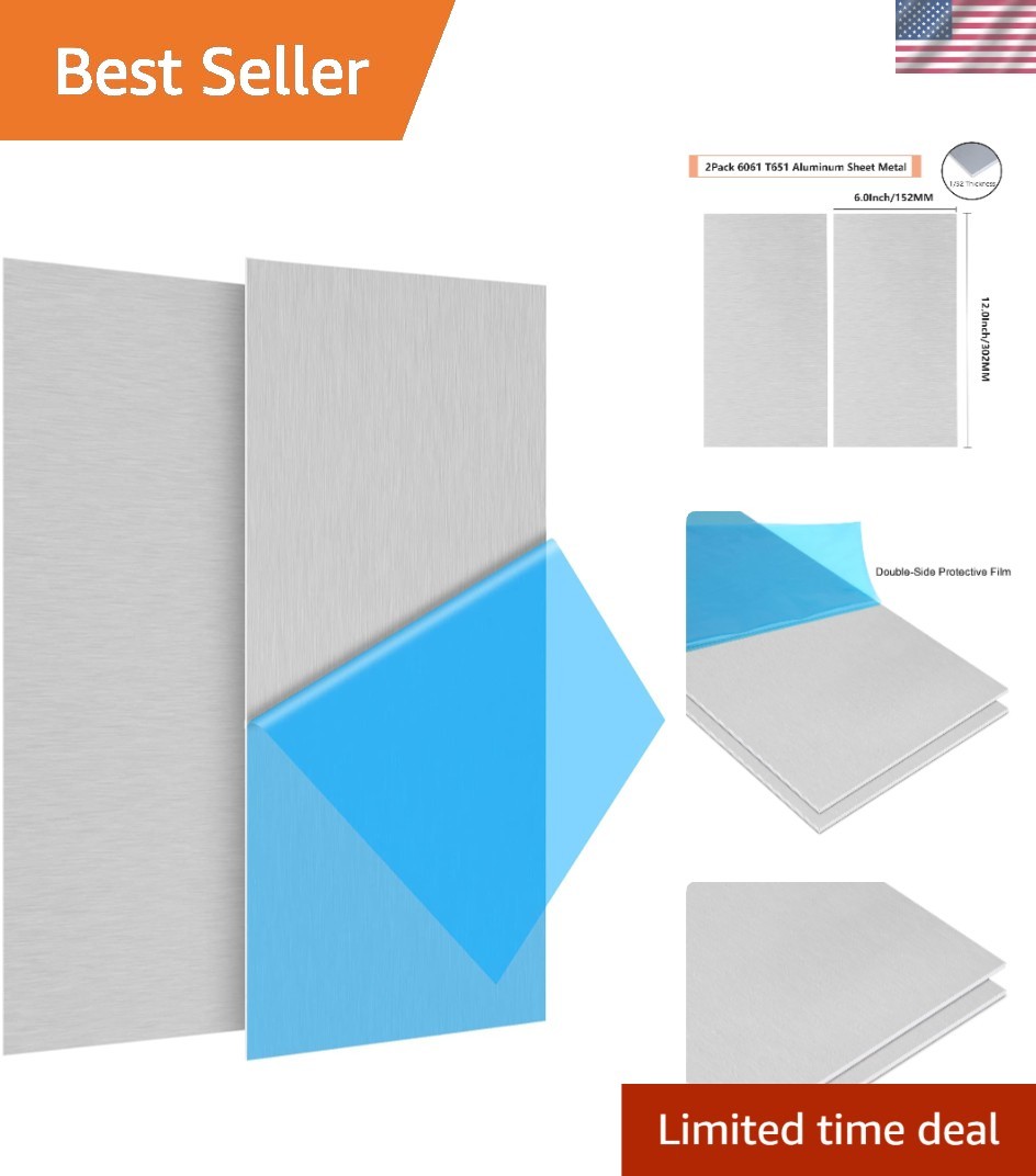 Heat Treatable 2-Pack Aluminum Sheets 6×12 | Smooth Surface Crafting Material