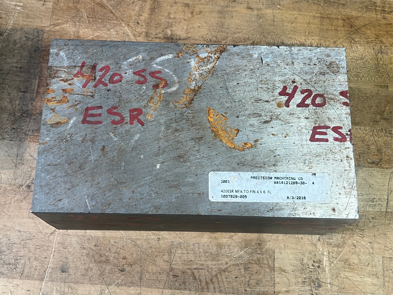 420 Stainless Steel SS ESR square flat bar stock 10 1/2 x 6 1/8 x 4 – 75 lbs