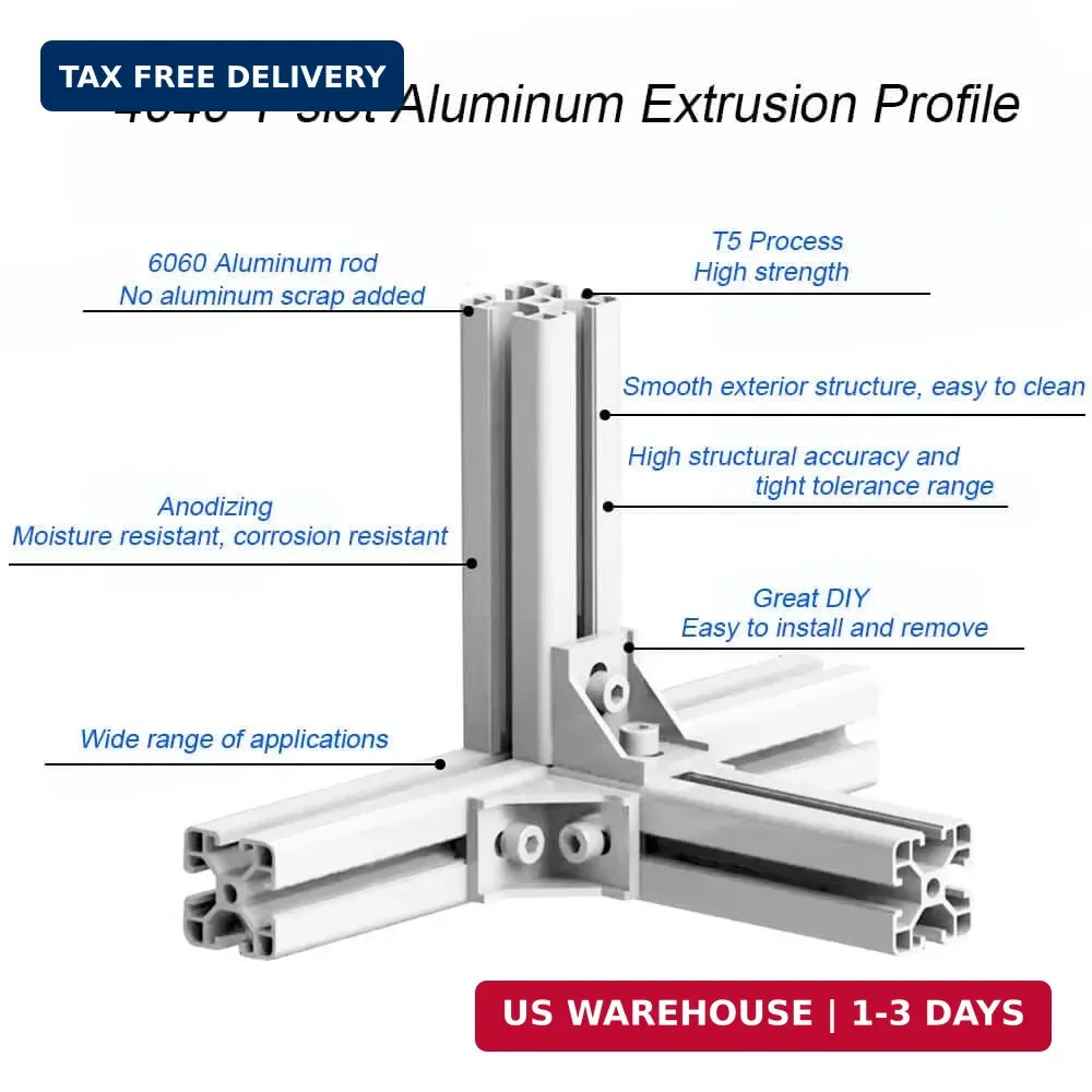 4PCS T Slot 4040 Aluminum Extrusion Profile 19.7”,European Standard Anodized Li