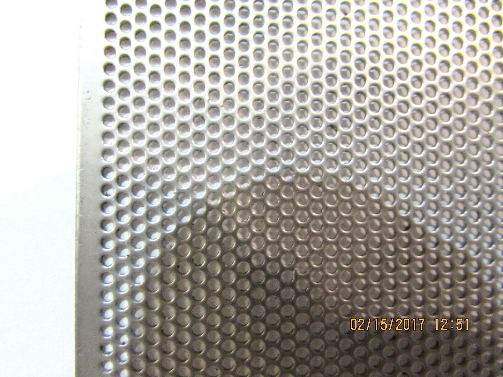 1/16″ HOLES –20 GAUGE 304 STAINLESS PERFORATED SHEET–11-3/4″ x 12″==