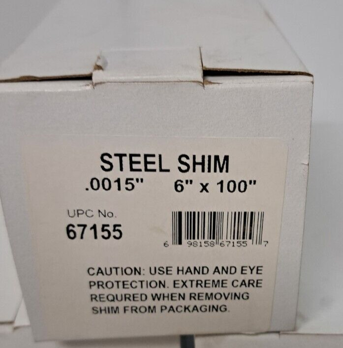 Precision Brand 67155 Shim Stock Full Hard Cold Roll Steel 0.0015×6″x100″ Lot /3