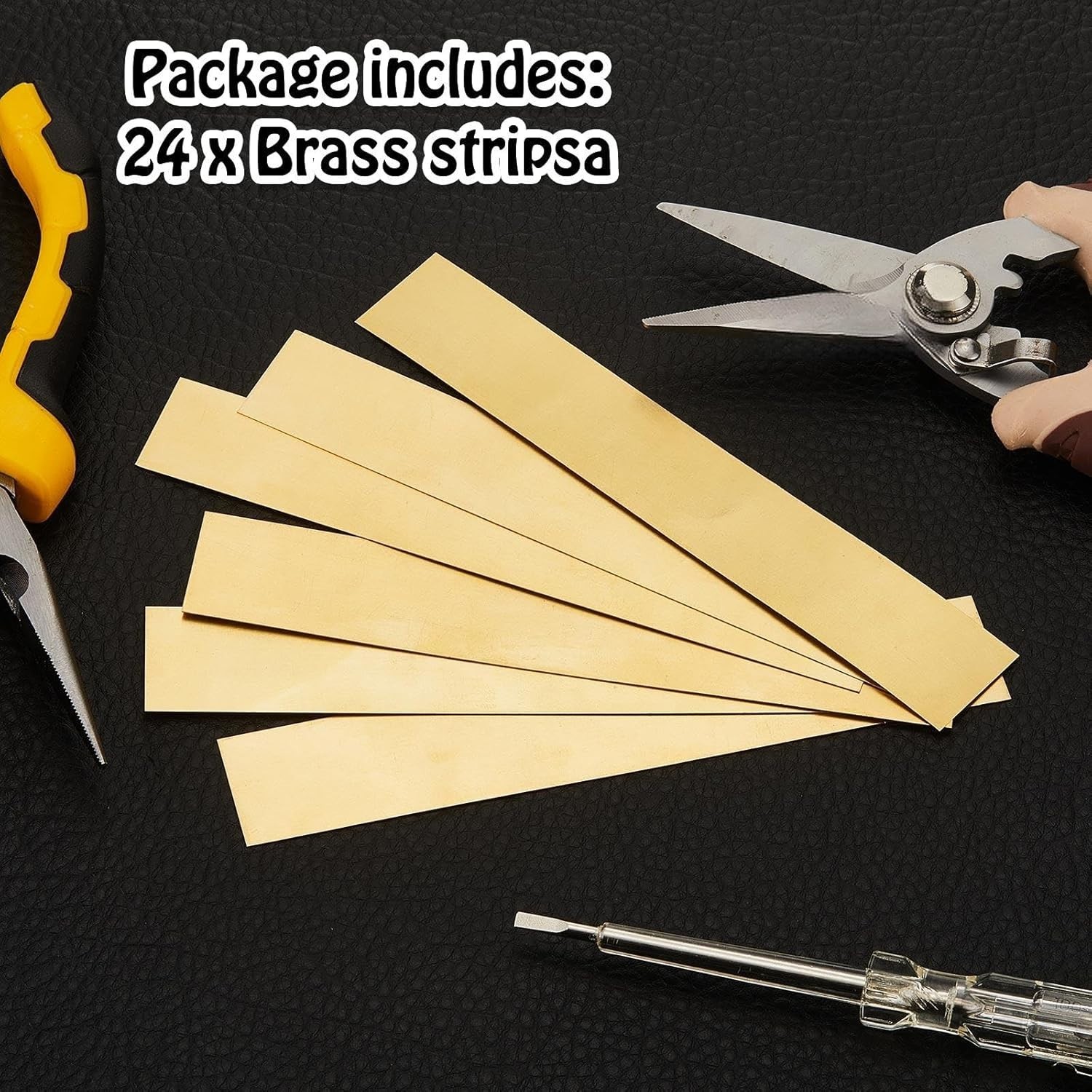 24-Piece Assorted Brass Shim Stock – 6” Length with Various Thickness Options