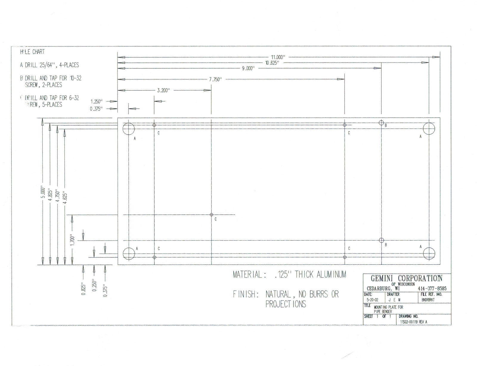 5 Medium Flat Aluminum Plate Mounting Panel 11″ x 5″ x .125″ New with holes