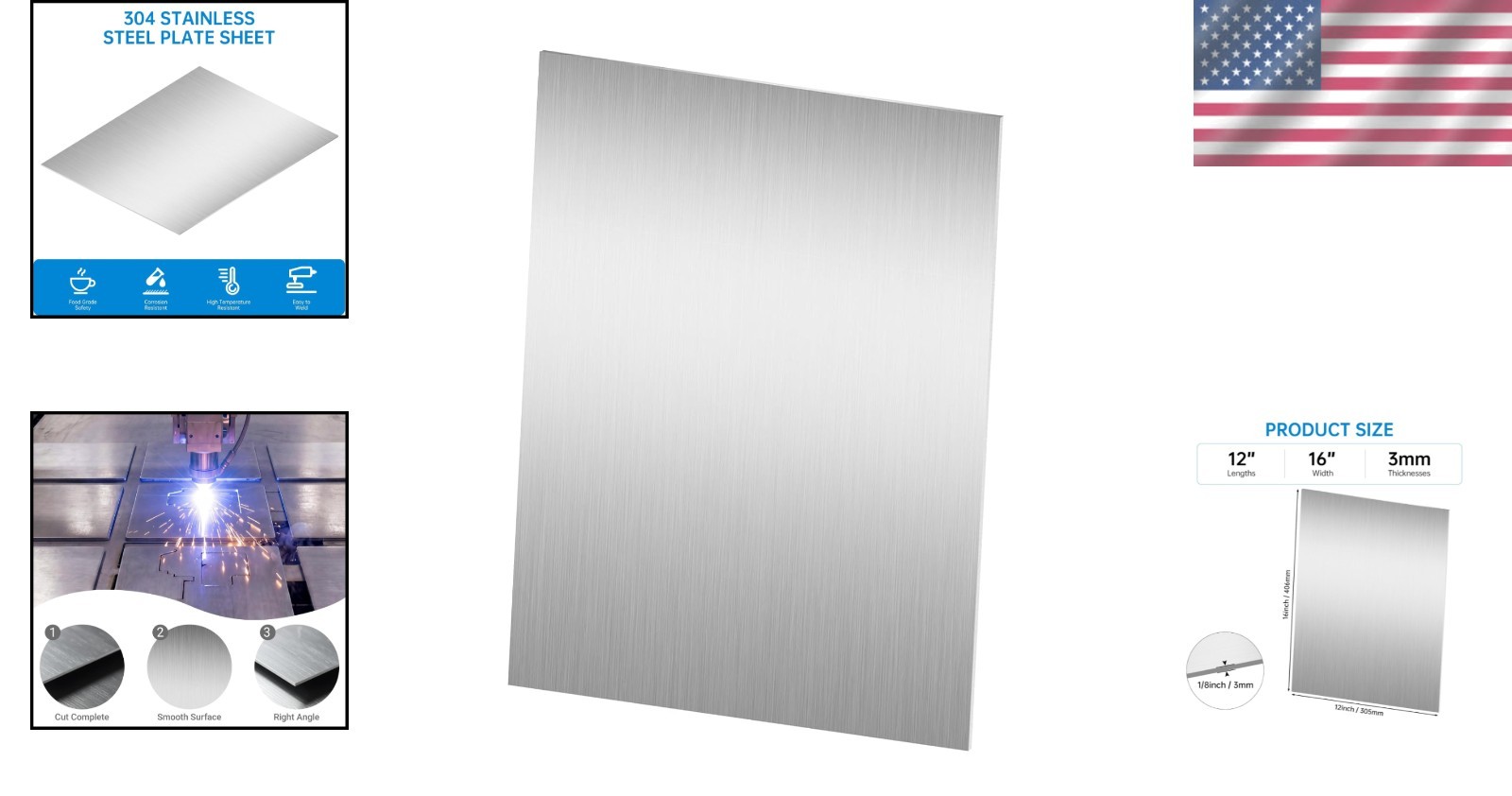 Metal Sheets for DIY Craft – 304 Stainless Steel, 16×12 Inch