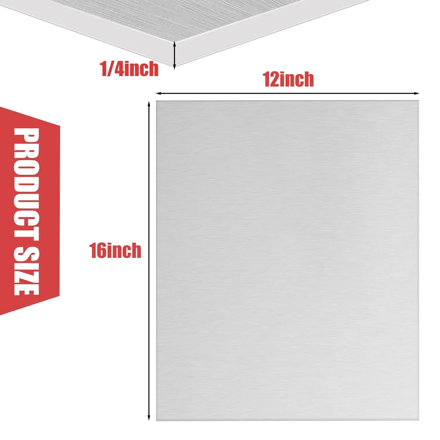 1/4 Inch Thick 6061 Aluminum Sheet Plate 12 x 16 Inch Flat Metal Panel Crafting