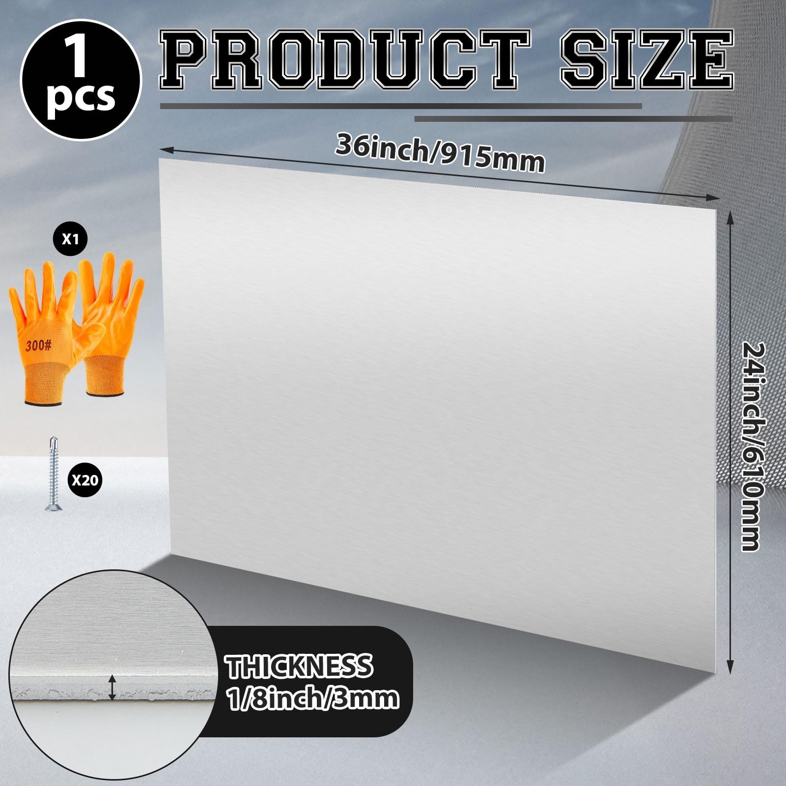 24″x36″ Corrosion-Resistant Aluminum Sheet, Weldable Plate, DIY Craft + 20 Screw