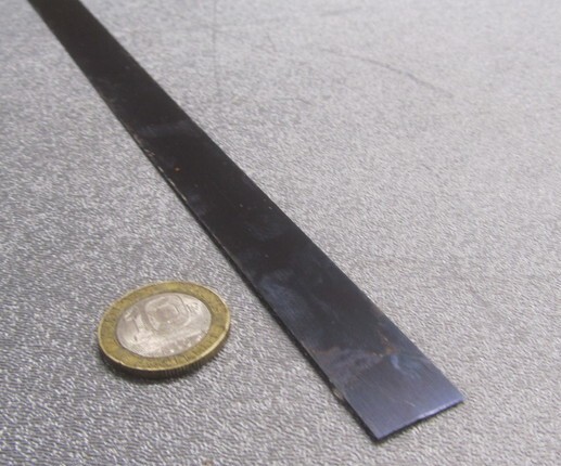 1095 Hard Blue Tempered Spring Steel Shim .016″ Thick x .625″ Wide x 300″ Long