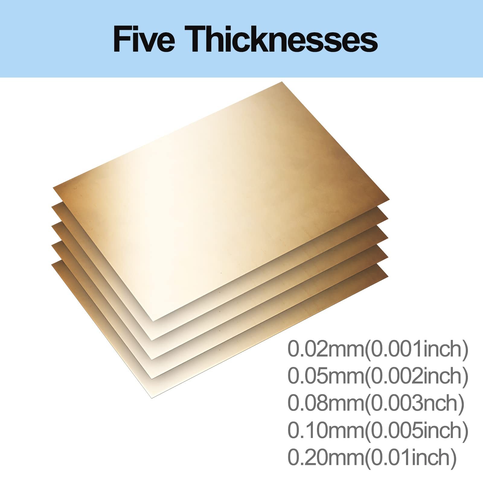 Brass Sheet, Shim Stock Assortment, 6″ Length x 4″ Width, Beige
