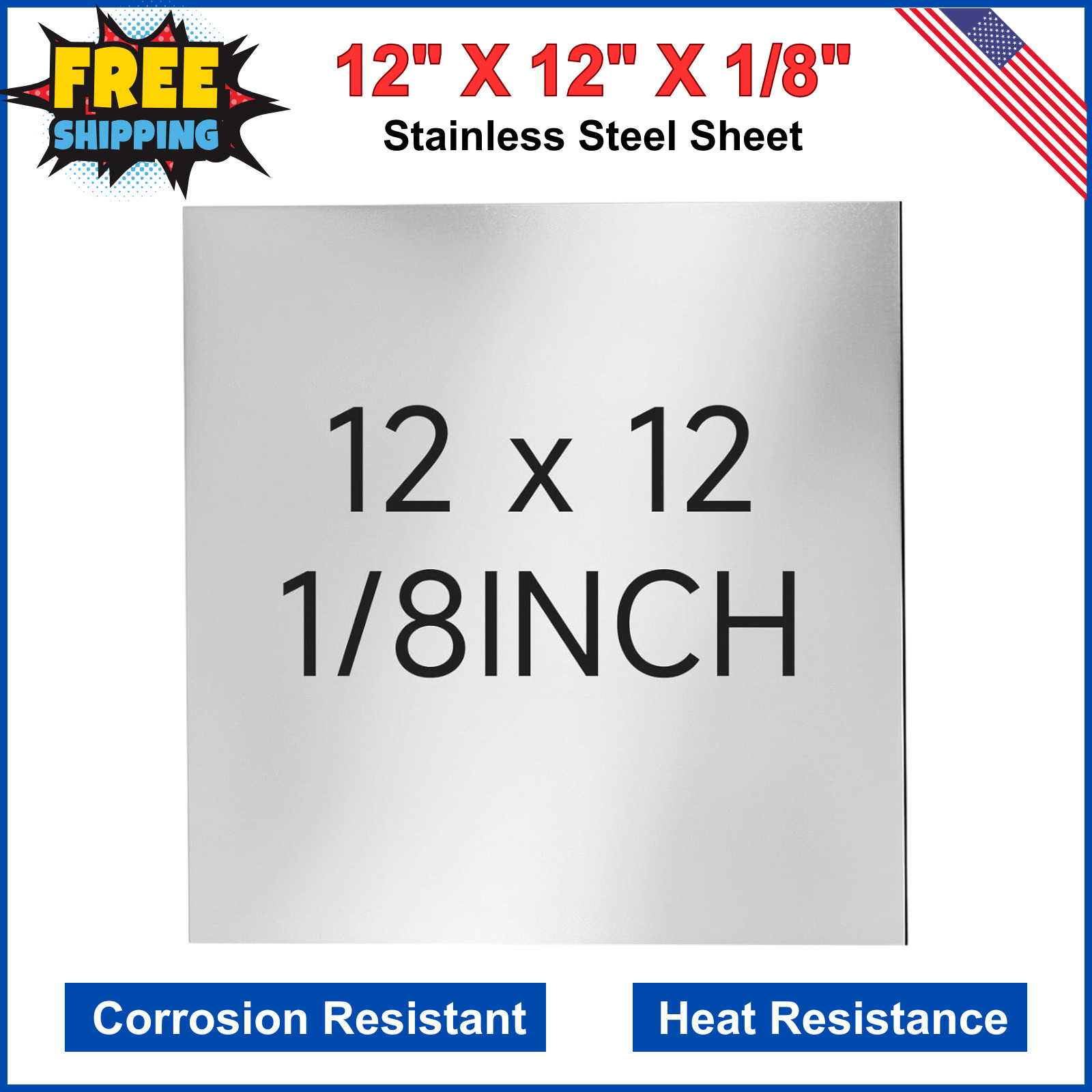 304 Stainless Steel Sheet – 12″ X 12″ X 1/8″ Thin Stainless Steel Plate 1/8 Inch